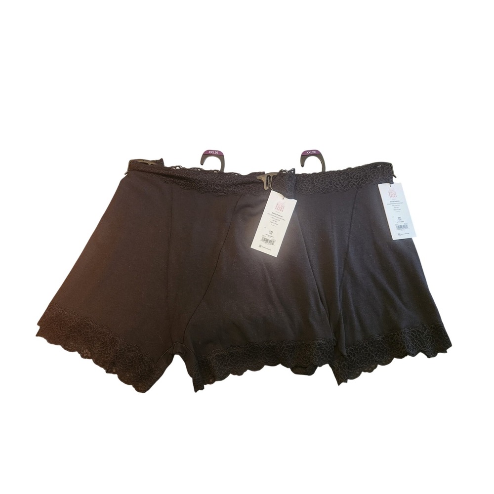 Mills by Millie Bobby Brown Black Cotton Shortie Lace Trim Mid-Rise XXL 20 2PK
